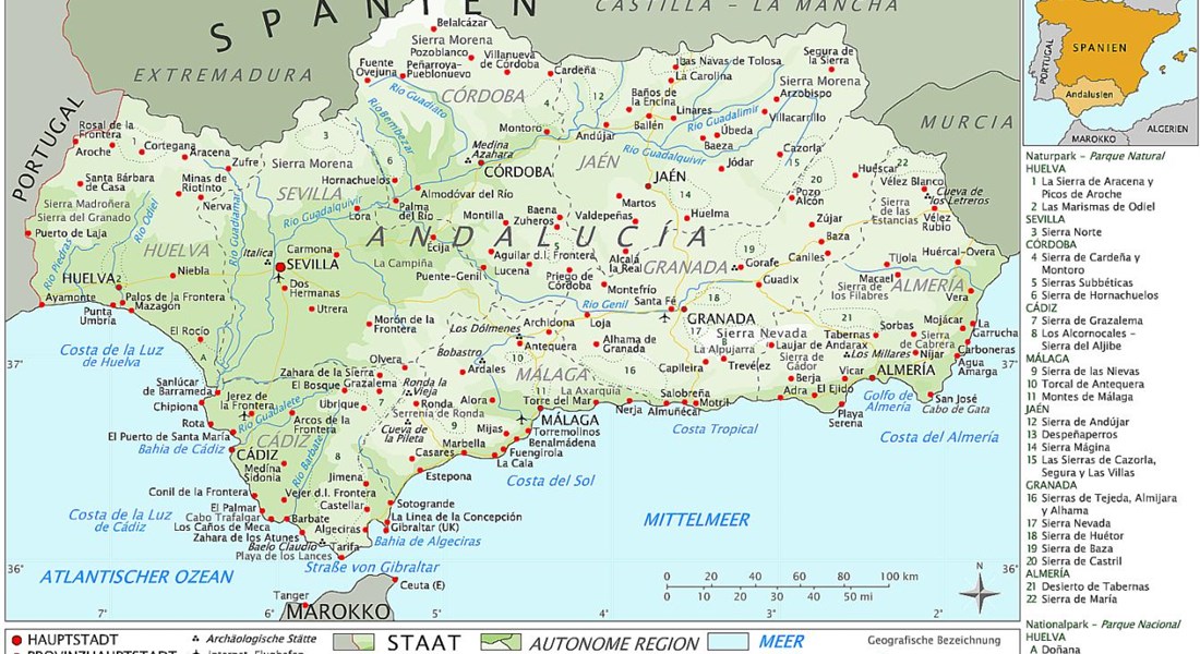 Andalusie - mapa